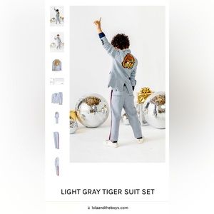 Lola + The Boys Light Gray Tiger Suit Set